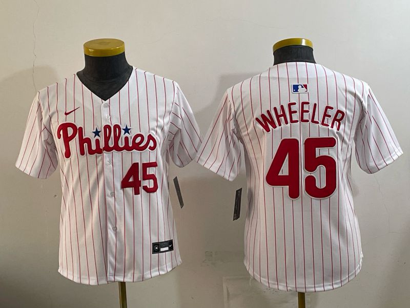 Youth 2026 Philadelphia Phillies #45 Wheeler White Game Nike MLB Jersey style 02